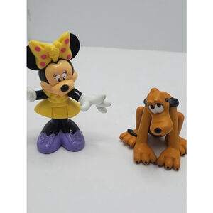 Vintage Disney Minnie Mouse 3" Figurine w/ yellow dress and bow and Pluto